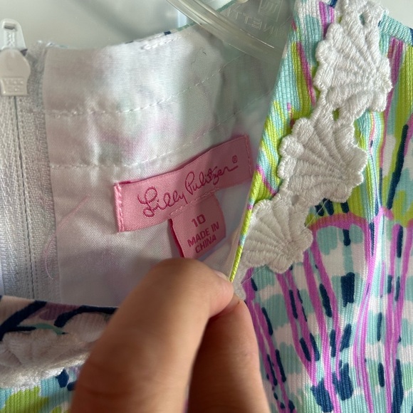 Lilly Pulitzer Seashell Embroidered Colorful Preppy Cute Sleeveless Dress Sz 10 - Picture 3 of 4